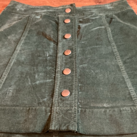 Madewell Skirt Women 2 Y2K Green Button-Front A-Line Corduroy Mini Boho 90s - Picture 6 of 13